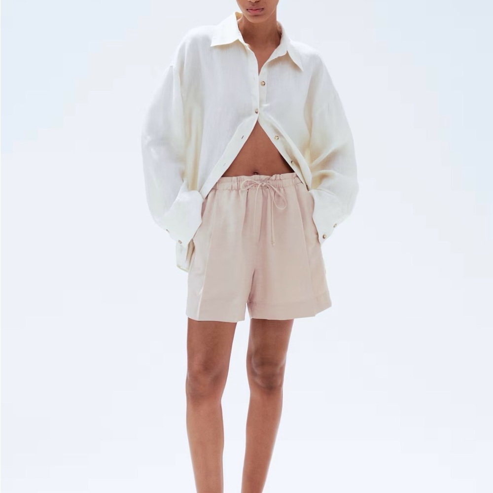 H&M Linen-Blend Drawstring Shorts